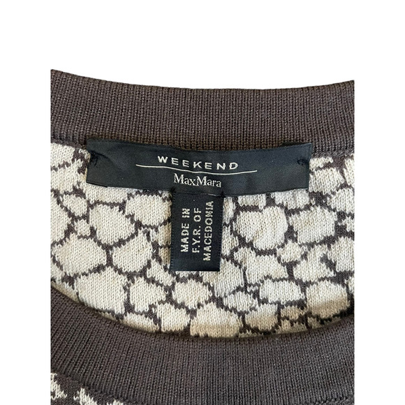 Max Mara Weekend Women Wool Sweater Dress Large Brown Beige Animal Print Stretch - Picture 8 of 11